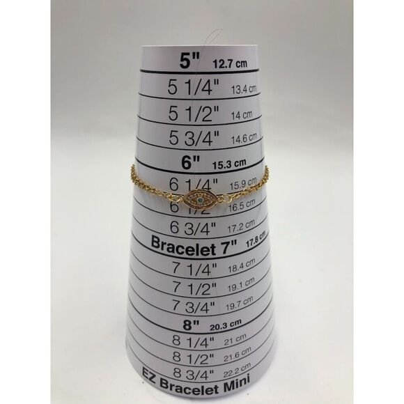 18K Gold Plated Women's Evil Eye Bracelet with Center Faux Stone Waterproof - Picture 8 of 11